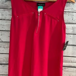 FORTUNE + IVY Lighton Zip Detail Mixed Material Blouse